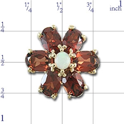 B2141 14K OP/ GARNET SLIDE IN FLOWER LIKE DES 
